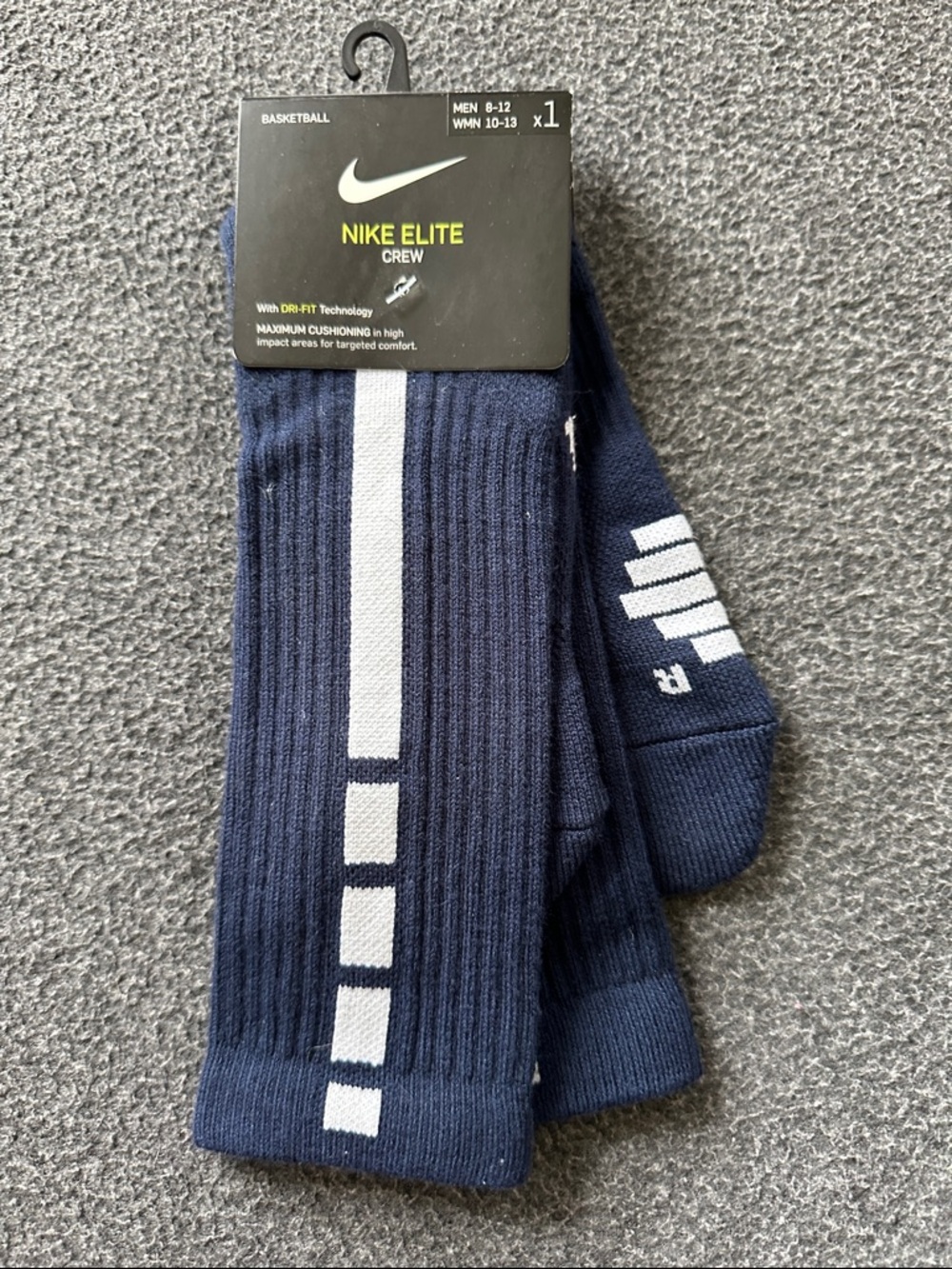 Nike Elite Crew Socks - Navy and White Stripe